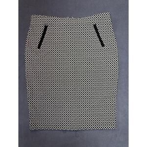 Mosaic & Co. Geometric Black & White Pencil Skirt Faux Pockets Size XL